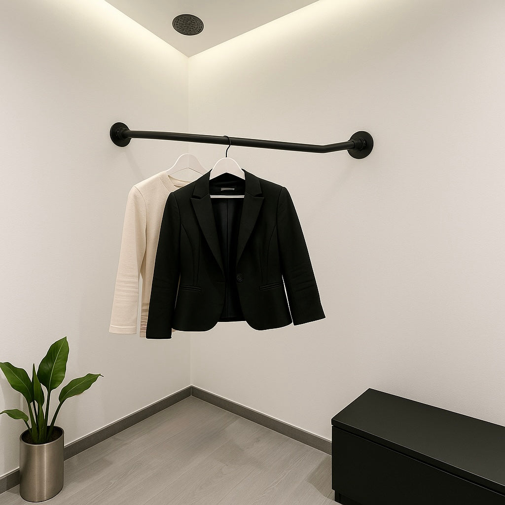 Kleiderstange Garderobe ELISE L-Shape SteelDesign Hamburg black schwarz Rohrdesign