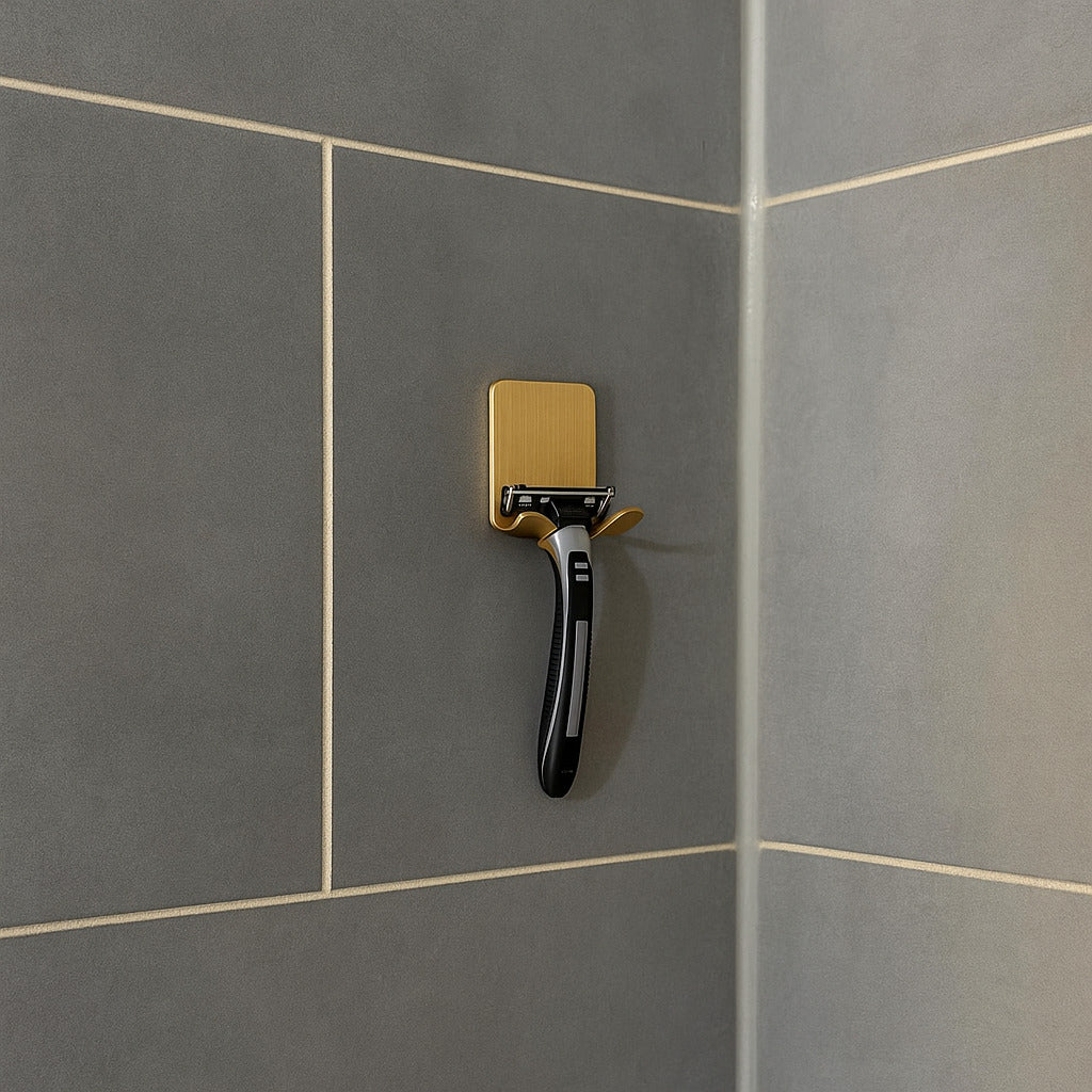 Wandhaken DOTTA_DUO Interieur Messing Rasiererhalterung SteelDesign Hamburg