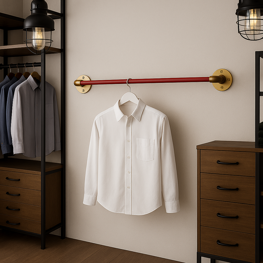 SteelDesign Hamburg Handtuchhalter Kleiderstange Messing Rot Ankleidezimmer