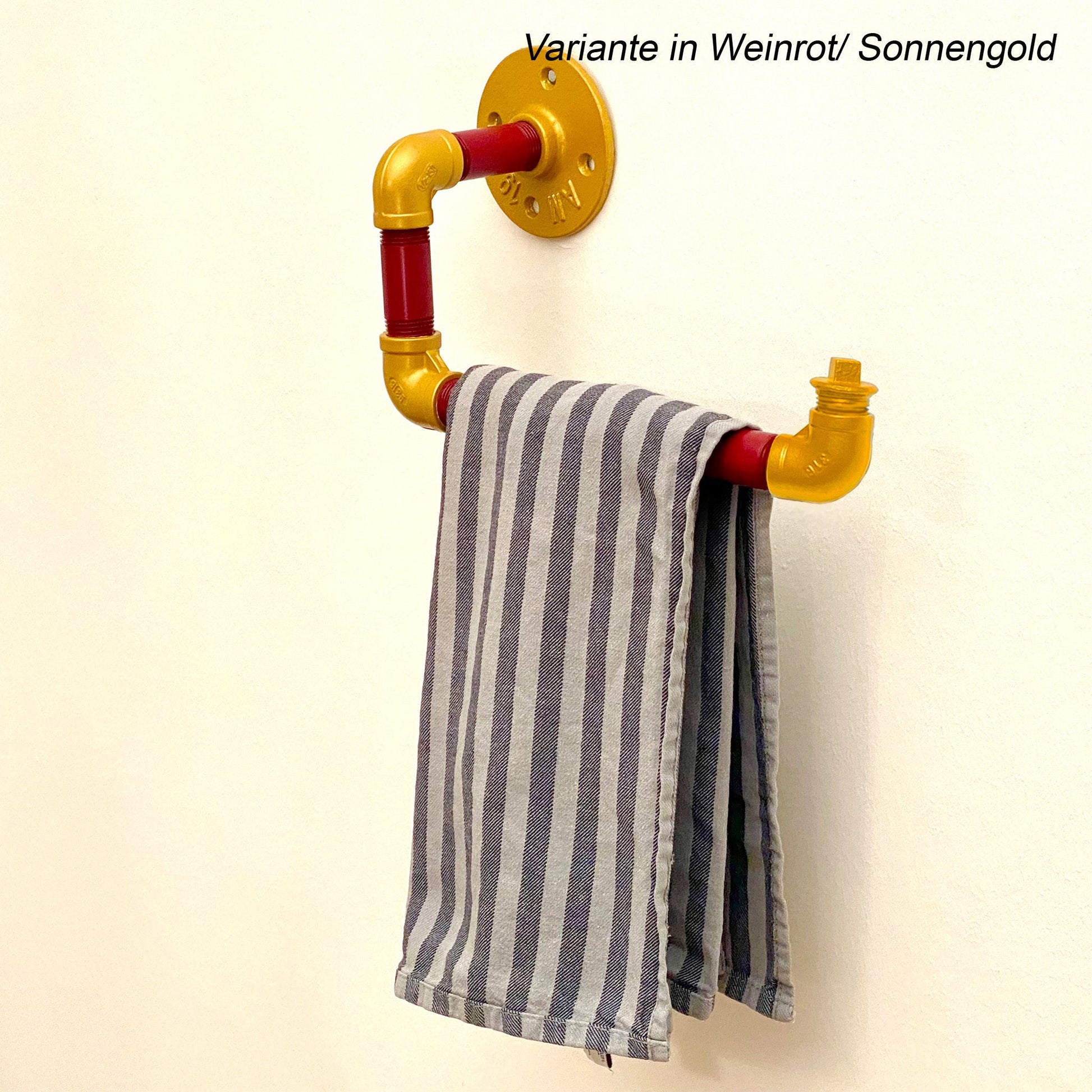 SteelDesign Hamburg Handtuchhalter BADIA Swing Rot Gold Pulverbeschichtung Rohrdesign